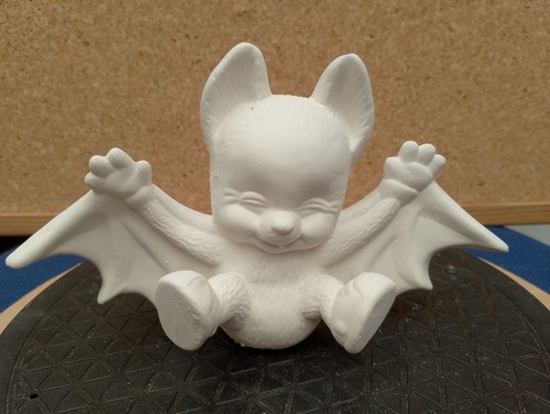 Unpainted ceramic bisque bat - unpainted,