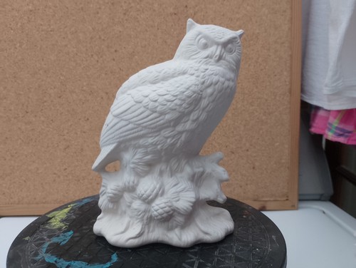 Unpainted ceramic bisque owl - unpainted,