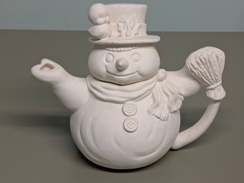 Snowman teapot ceramic - snowman,