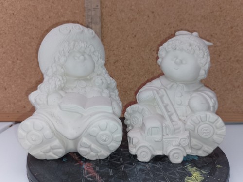 Unpainted ceramic bisque boy - ceramic,